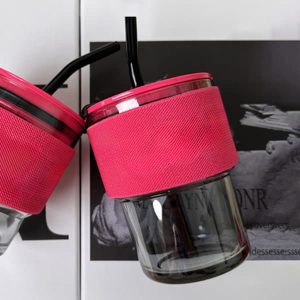 Custom Glass Coffee Cup With Straw Lid