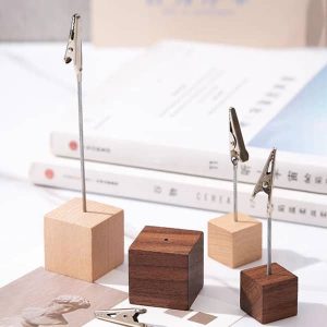 Wooden Alligator Clip Menu Stand