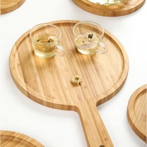 Round Serving Solid Bamboo Pizza Tray