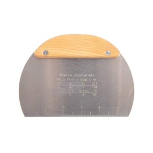 Stainless Steel Wood Handle Dough Scraper With Scale