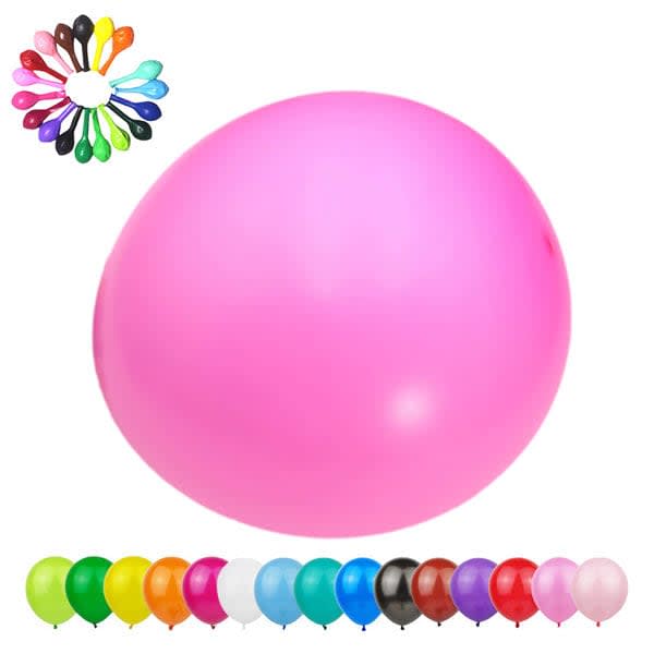 A pink latex balloon surrounded by a variety of other coloured latex balloons. The image features a logo. Promotional Custom Latex Balloon - Image 1