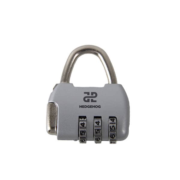 A grey vintage digital combination padlock with three rotating dials and a silver shackle. It features a logo. Vintage Digital Combination Password Padlock - Image 1