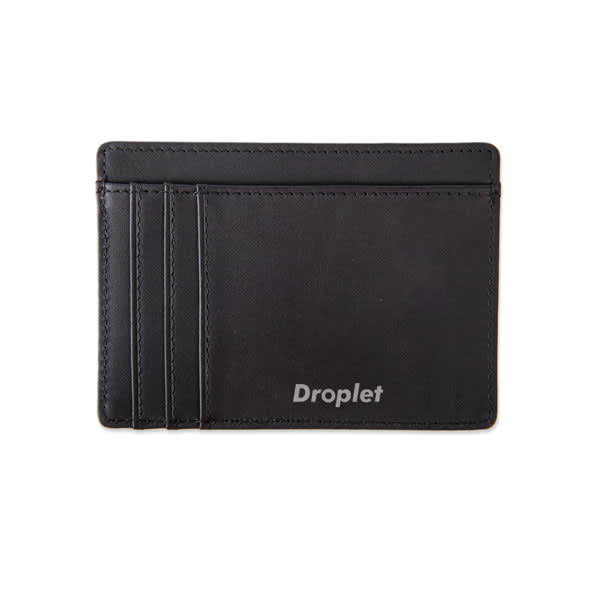 A black RFID wallet card holder with multiple slots and a logo on the front. RFID Promo Wallet Card Holder - Image 1